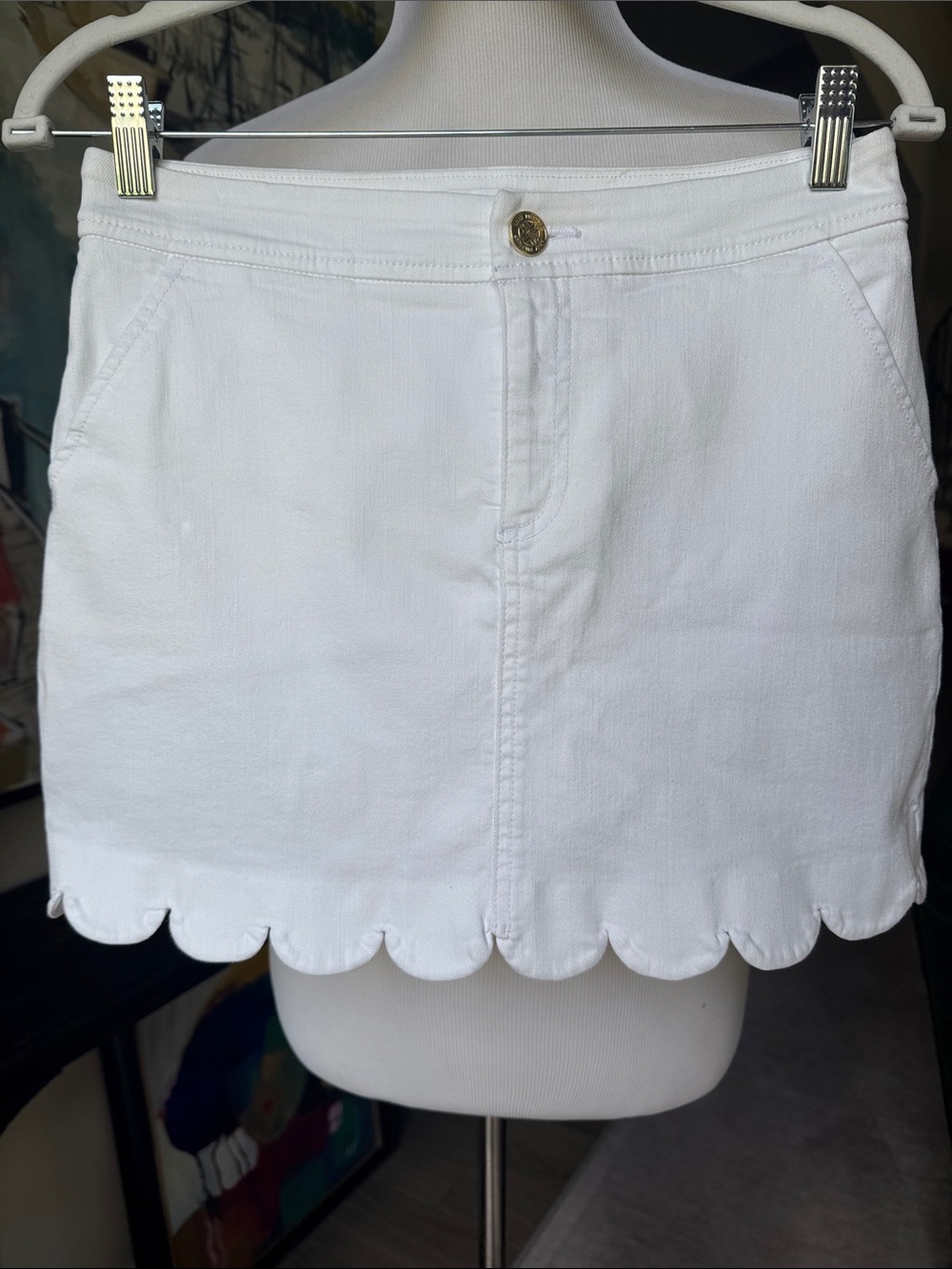 Lilly Pulitzer White Scalloped Hem Mini Skirt